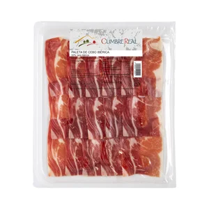 CUMBRE REAL Paleta de cebo ibérica (50% raza ibérica), cortada en lonchas 100 g.