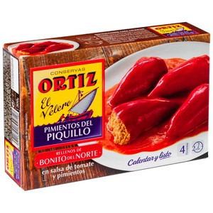 Imagen de ORTIZ Pimientos del piquillo rellenos de bonito del norte ORTIZ 300 g.