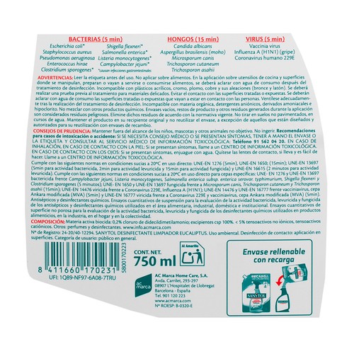 SANYTOL Limpiador desinfectante multiusos 750 ml.
