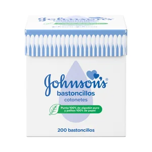 JOHNSON´S Bastoncillos para bebés, niños y adultos de papel con extremos de algodón 100% puro 200 uds.
