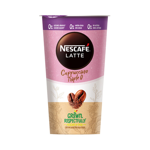 NESCAFÉ Latte triple zero Bebida de café capuccino, sin lactosa, ni azúcar, ni materia grasa 205 ml.