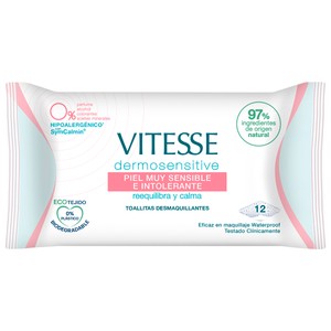 VITESSE Dermosensitive Toallitas limpiadoras y desmaquilladoras, para pieles muy sensibles 12 uds.
