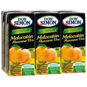Imagen de DON SIMON Brick zumo de melocotón y uva 6 uds x 20 cl.