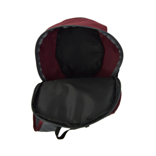 Mochila con varios compartimentos de color burdeos con capacidad para 10L, AIRPORT ALCAMPO.