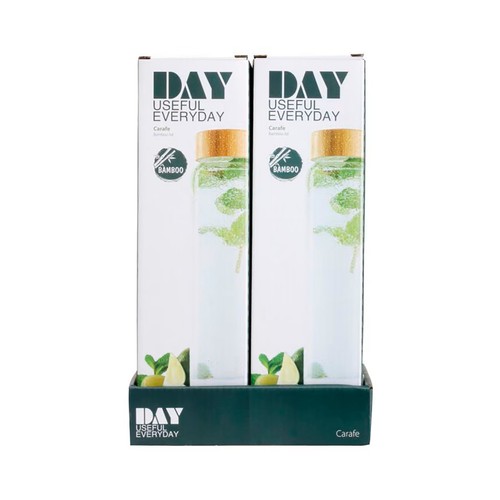 Botella de vidrio borosilicato de 1l, con tapon bambu,  DAY
