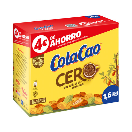 Cacao soluble 0 % azúcares añadidos COLA CAO 1,5 kg.