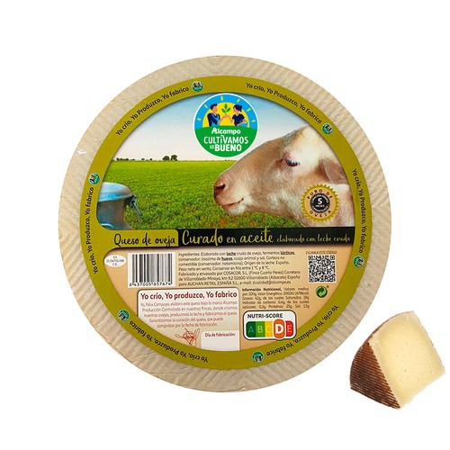ALCAMPO CULTIVAMOS LO BUENO Queso de oveja curado en aceite, leche cruda,