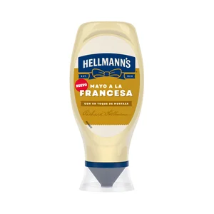 HELLMANN'S Salsa Mayonesa con mostaza formato bote bocabajo 430ml.