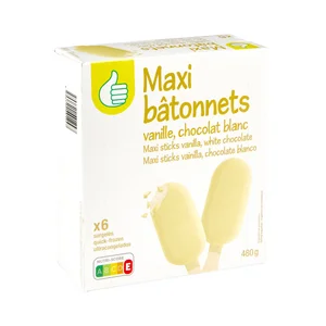 PRODUCTO  ALCAMPO Bombon helado de vainilla recubierto de chocolate blanco 6 x 80 ml.