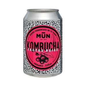 Imagen de MUN Bebida fermentada de té verde ecológico (Kombucha) con sabor a frutos rojos lata 33 cl.