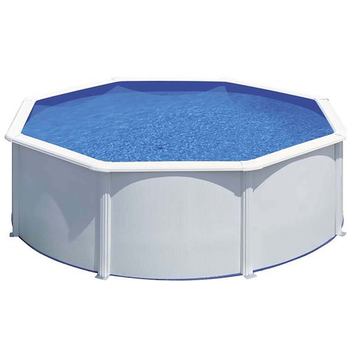 Piscina redonda rígida con estructura de acero reforzado, escalera y depuradora, 460x120 centímetros, 19943.5 litros GRE 1.