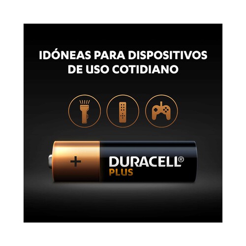 Pack de 10 pilas alcalinas AA, LR06, 1,5V, DURACELL Plus.