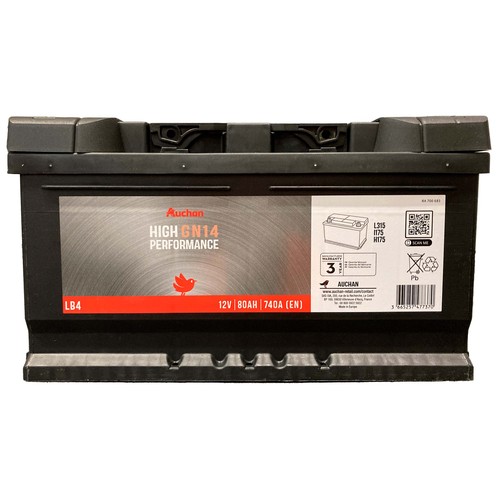 Batería de coche 80Ah, arranque 740A, 12V, ALCAMPO.