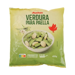 Imagen de AUCHAN Selección ultracongelada de verduras para paella (judia verde plana, garrafón y alubia blanca) 450 g. Producto Alcampo