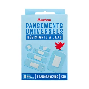 PRODUCTO ALCAMPO Apósitos plásticos multiusos, transparentes y resistentes al agua, 6 tamaños diferentes 40 uds.