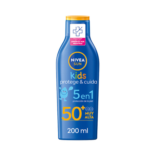 NIVEA Sun kids Leche solar protectora, especial para niños con factor de protección 50+ (muy alto) 200 ml.