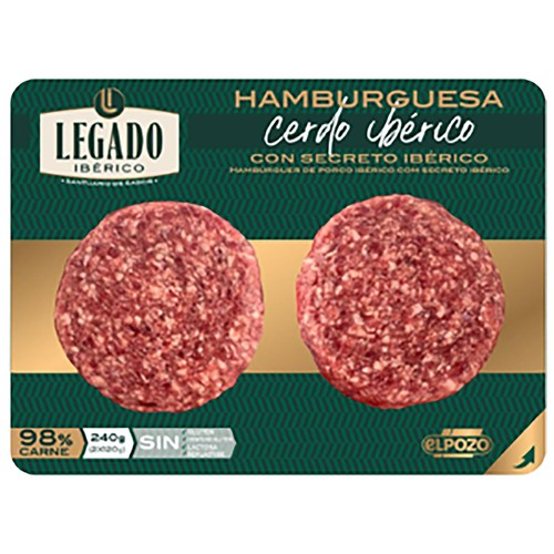 LEGADO IBERICO Hamburguesa de cerdo ibérico con secreto ibérico  2x120 g. 
