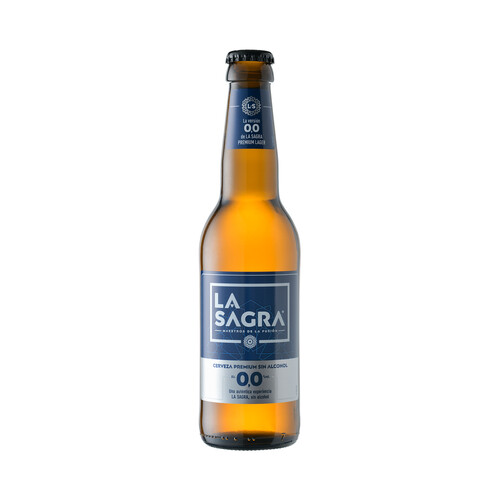 Cerveza rubia premium sin alcohol (0,0%) LA SAGRA botellin de 33 cl.