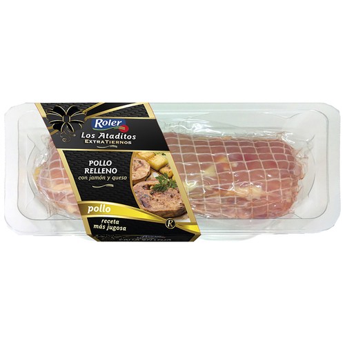 Pollo relleno con jamón york y queso ROLER Los ataditos 900 g.
