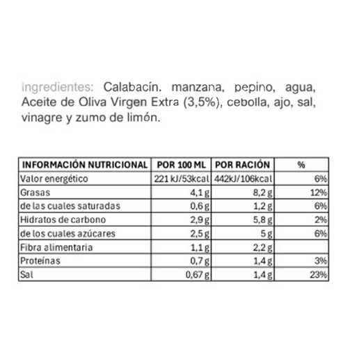 GARCÍA MILLÁN Gazpacho fresco de la huerta con aceite de oliva virgen extra 750 ml.