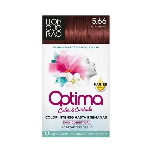 Tinte de pelo tono 5.66 Rojo intenso LLONGUERAS Optima.