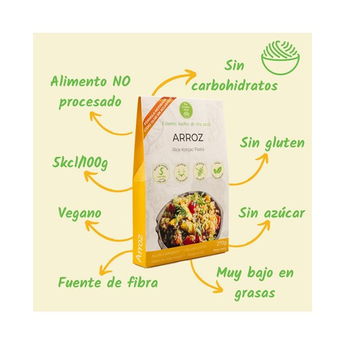 THE KONJAC SHOP Arroz de konjac, que ayuda a adelgazar, listo para comer 270 g.