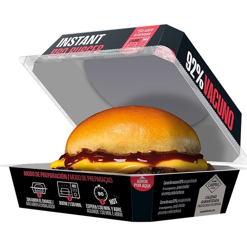 BROOKLYN TOWN Instant Hamburguesa barbacoa con un 92% carne de vacuno 210 g.