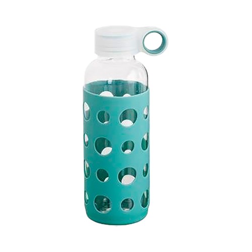 Botella vidrio silicona turquesa 0,4l. QUID