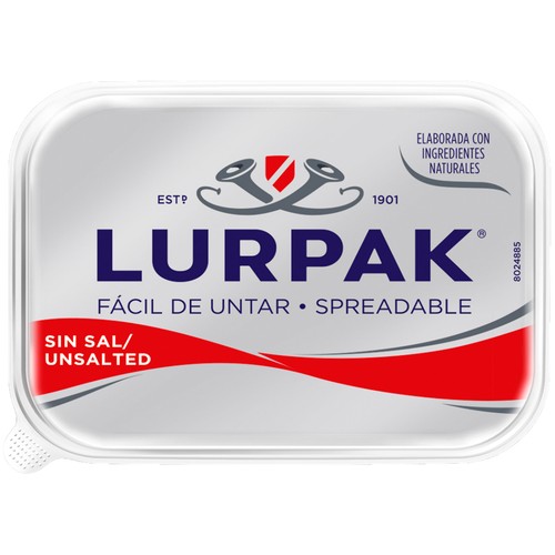 LURPARK Tarrina de materia grasa para untar (78%) con mantequilla, sin sal 200 g.