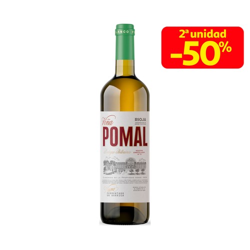 VIÑA POMAL Vino blanco fermentado en barrica y con D.O. Ca. Rioja botella de 75 cl.