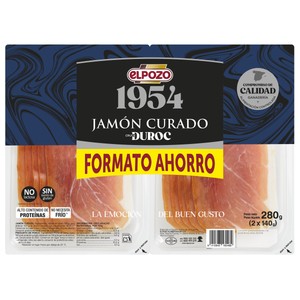 1954 Jamón curado cruce Duroc, cortado en lonchas 2 x 140 g.