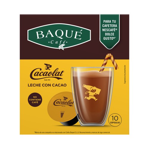 BAQUÉ Leche en polvo con cacao soluble en cápsulas (Cacaolat) BAQUÉ 10 uds. x 18 g.