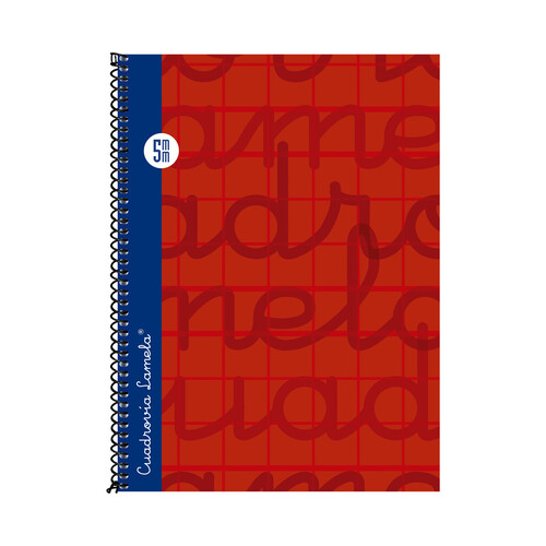 Cuaderno de espiral tamaño cuarto con 80 hojas de cuadrovía 5mm, 70gr. color rojo. EDITORIAL LAMELA.