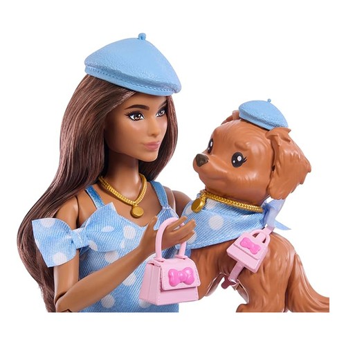 BARBIE Twinning Looks muñeca morena con perro.