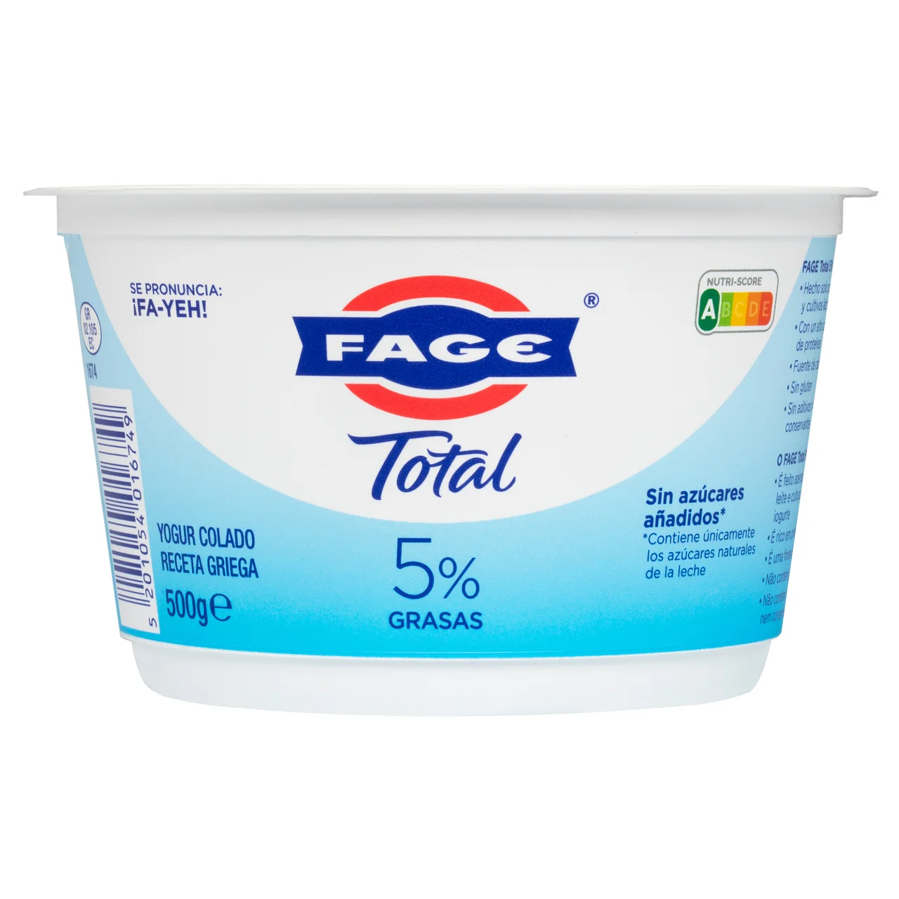 Yogur natural colado receta griega, con tan sólo 5% materia grasa Total 500 g.