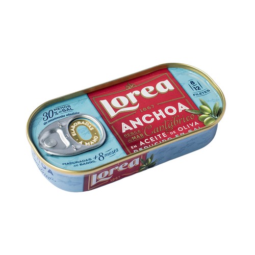 LOREA Filetes de anchoa del Cantábrico en aceite de oliva LOREA 30 g.