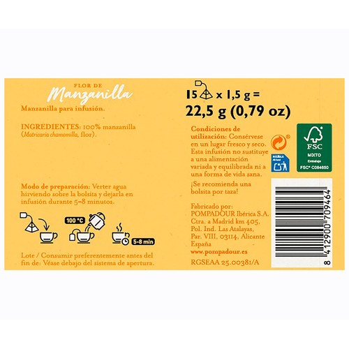 POMPADOUR Flor de manzanilla piramidal 15 uds. 30 g.