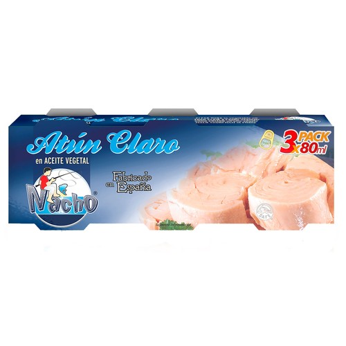 NACHO Atún claro en aceite y  en conservas 156 g.