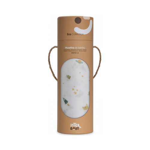 Pañal de tela, diseño espacial, color blanco, INTERBABY.
