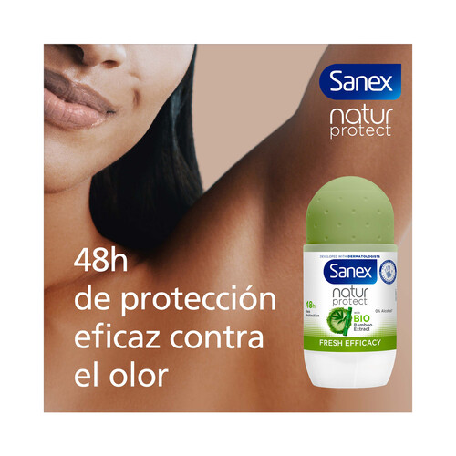 SANEX Natural protect Desodorante roll on para mujer con extracto de bambú ecológico 50 ml.