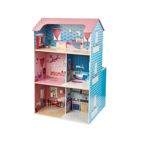 Casa y cocina de madera 2 en 1, 55x51,5x90 cm. ONE TWO FUN ALCAMPO.