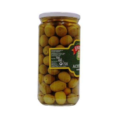 HIMAFESA Aceitunas verdes manzanilla frasco de 400 g.