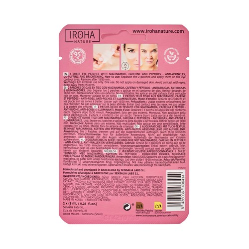 IROHA NATURE Parches de ojos Tisú, cuidado global 2 uds.
