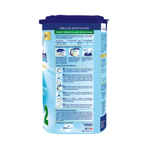 ALMIRÓN Leche (2) de continuación a partir de 6 meses ALMIRÓN Advance 2 800 g.