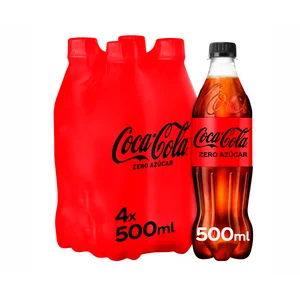 COCA COLA ZERO Refresco de cola sin azúcar pack 4 botellas de 500ml
