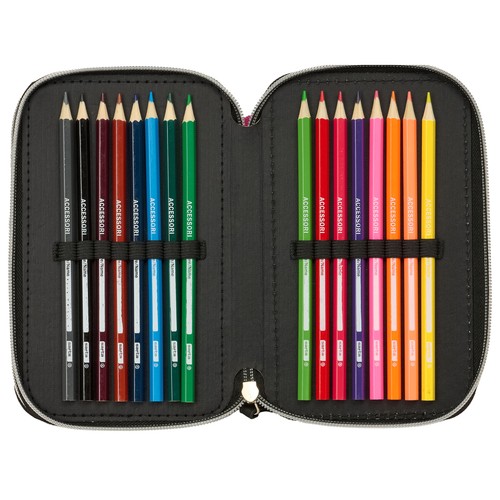 Estuche Plumier 3 pisos con contenido 37 piezas Demon Hunters Energy. K-POP
