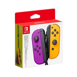 Imagen de Set de mando Joy-Con izquierda y derecha para Nintendo Switch de color morado neón y naranja neón, NINTENDO.