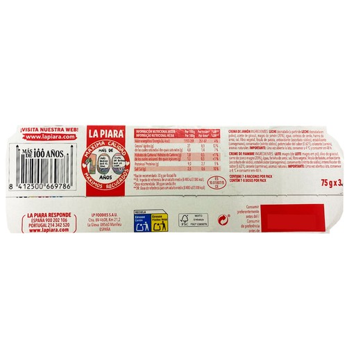 LA PIARA Crema de jamón york 3 x 75 gr.