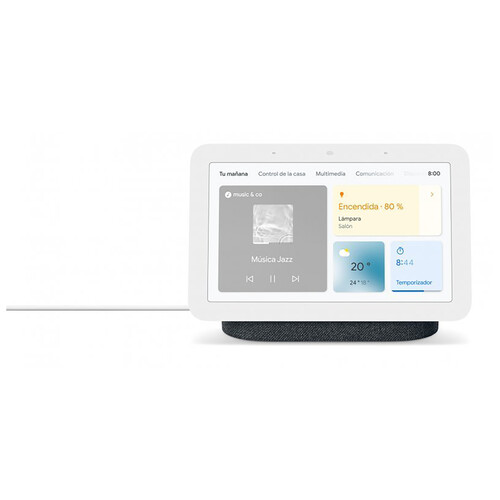 Altavoz inteligente GOOGLE Nest Hub carbón (2º Generación), pantalla táctil de 7, control por voz, Wi-Fi, Bluetooth 5.0, Chromecast integrado.