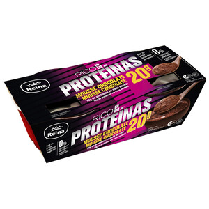REINA Mousse de chocolate baja en grasa y con alto contenido en proteínas (10 g) REINA 2 x 100 g.